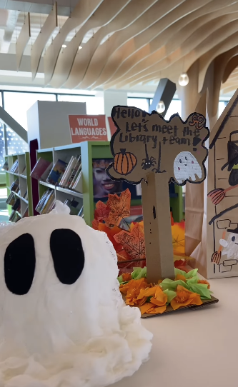 paper bag halloween library display